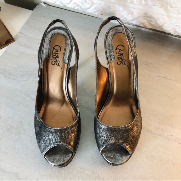 Carlos Santana Elise pewter metallic slingback heels - Picture 2 of 10